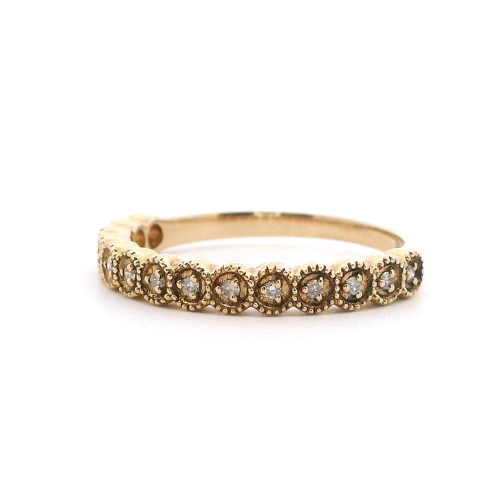 Stack-Able Style Diamond Wedding Band 14 Karat Gold Yellow with Diamonds size 7