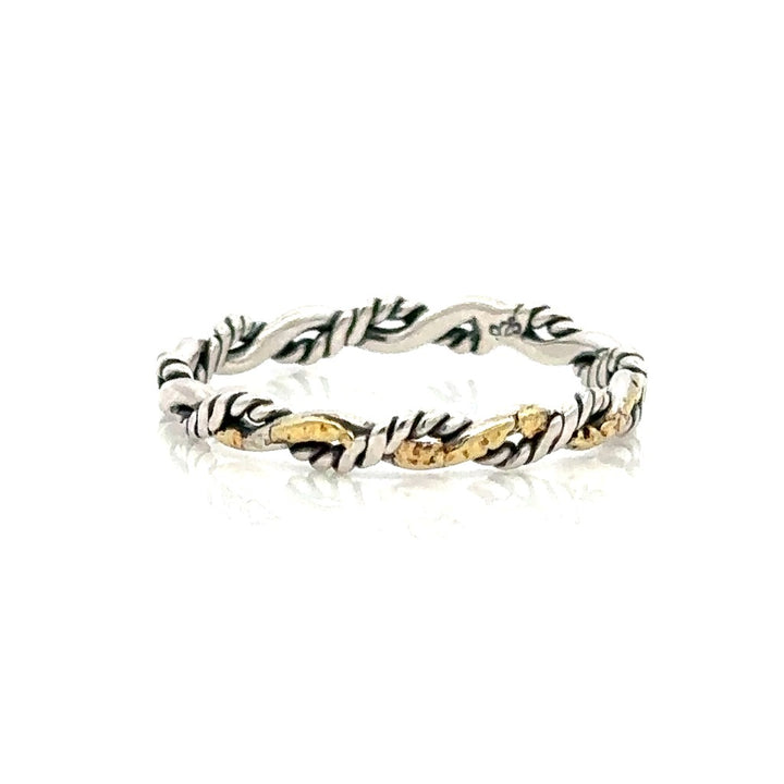 Gold Nugget Ring Sterling Silver & Alaskan Gold Nugget Size 7.25