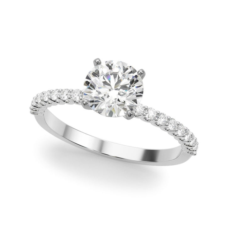 Contemporary Diamond Engagement Ring White 14 Karat Gold For A 1.76 Carat Round Center Stone