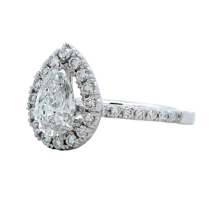 Lab Diamond Halo Lab Diamond Engagent Ring 14 Karat White 0.98 Carat Total Weight