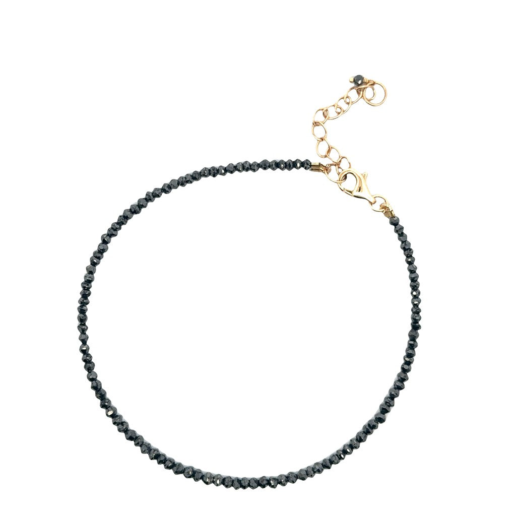 Black Diamond Raw Gemstone Bead Clasp Bracelet 7" Long