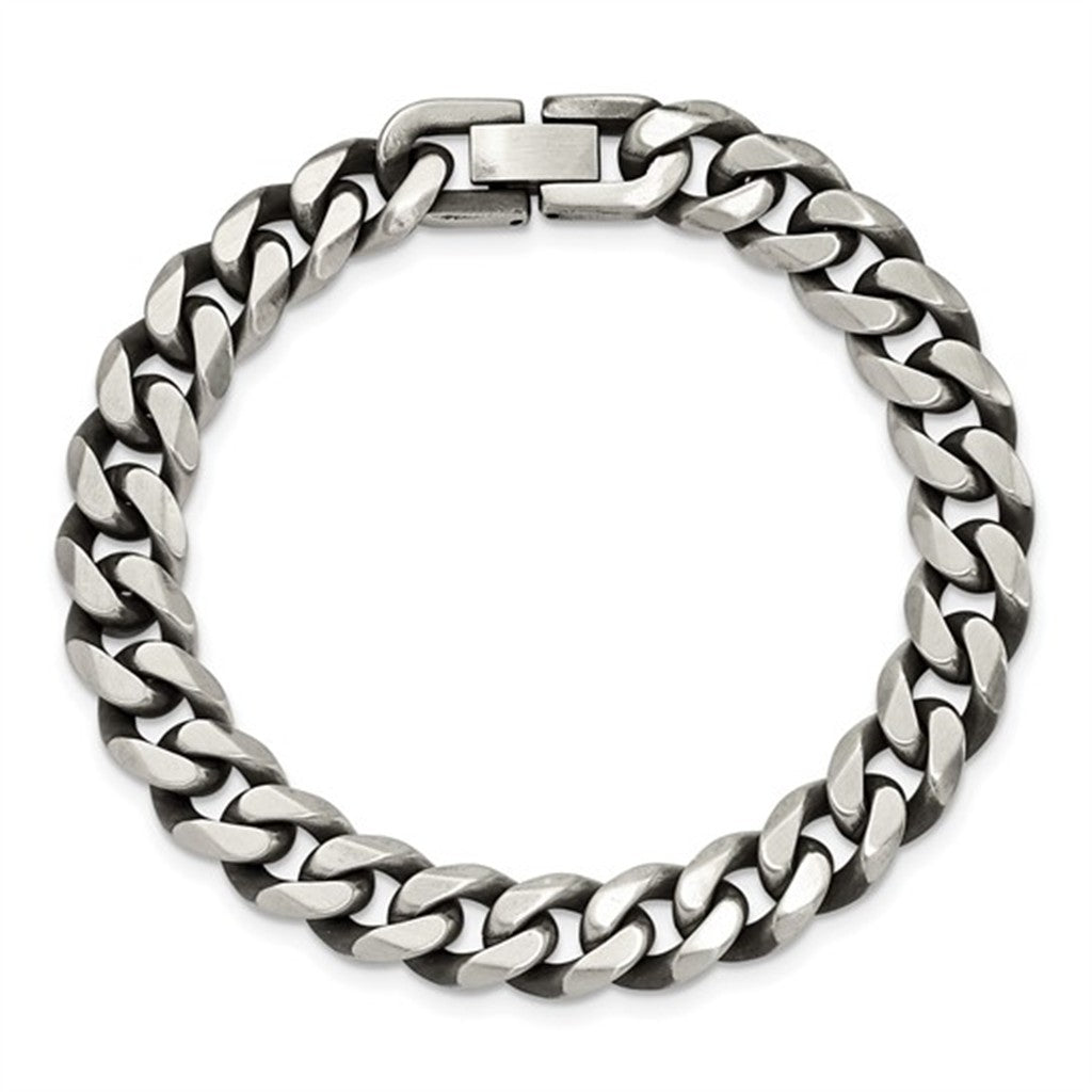 Cable Link Alternative Metal Bracelet 10.5 mm wide Stainless Steel White Color 8.5" Long
