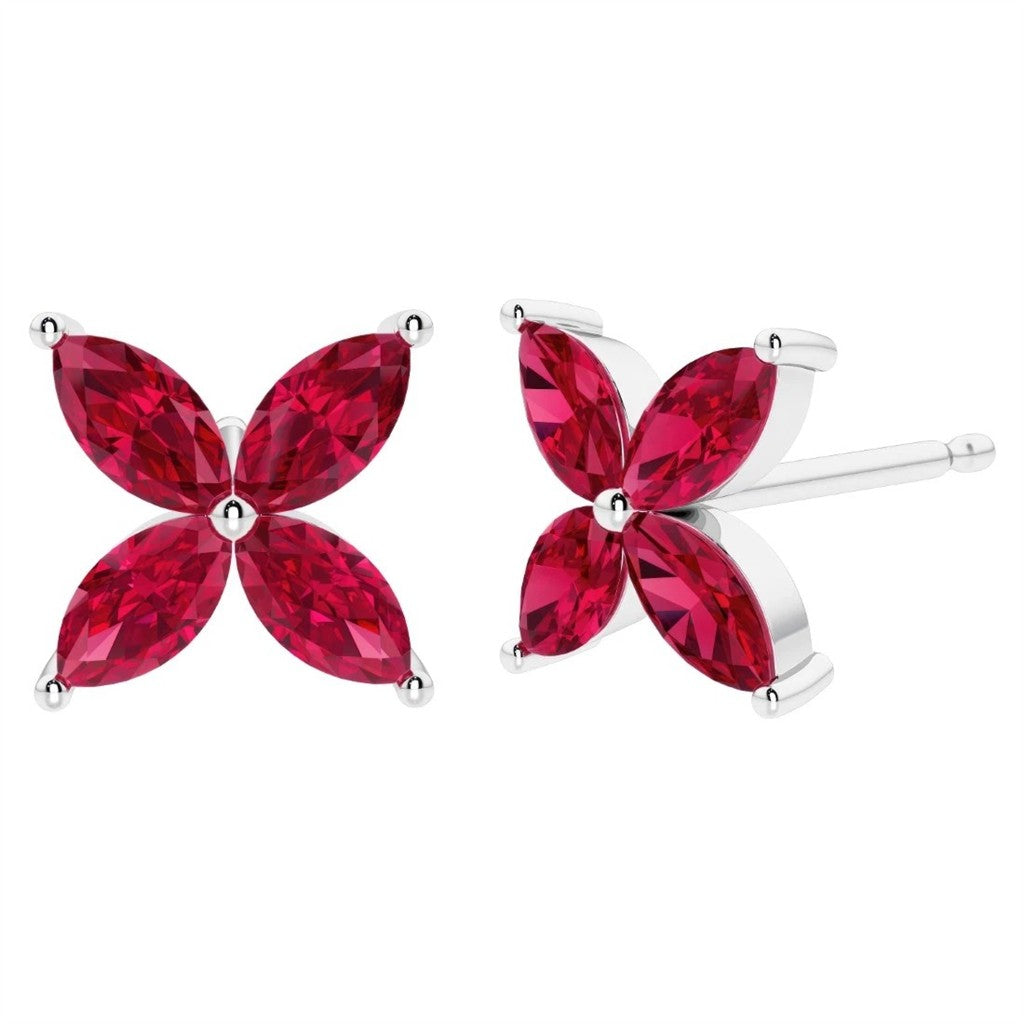 Ruby Labs Studs Sterling Silver Post Earrings With Colored Stone Sterling Silver White
