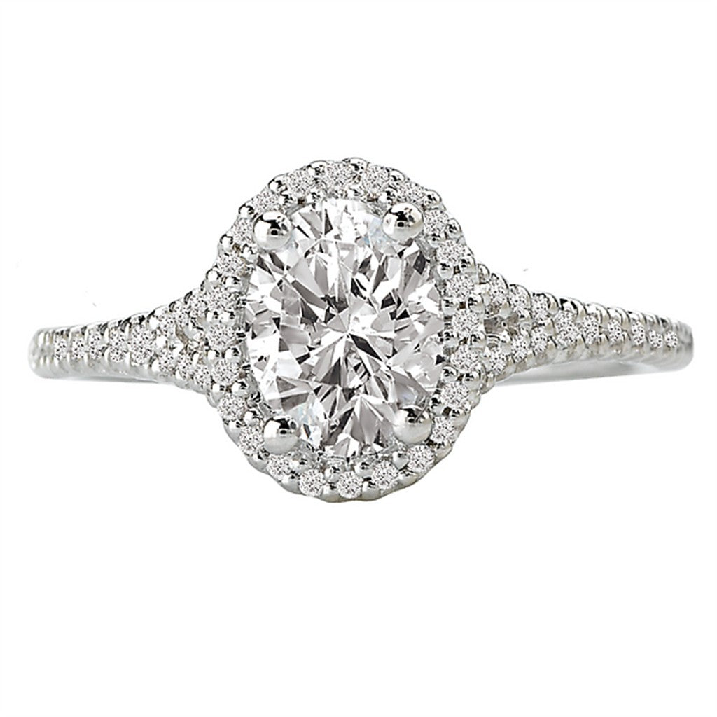 Halo Style Diamond Engagement Ring Sterling Silver White 
(Center Stone Not Included)
