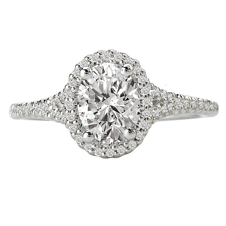 Halo Style Diamond Engagement Ring Sterling Silver White 
(Center Stone Not Included)
