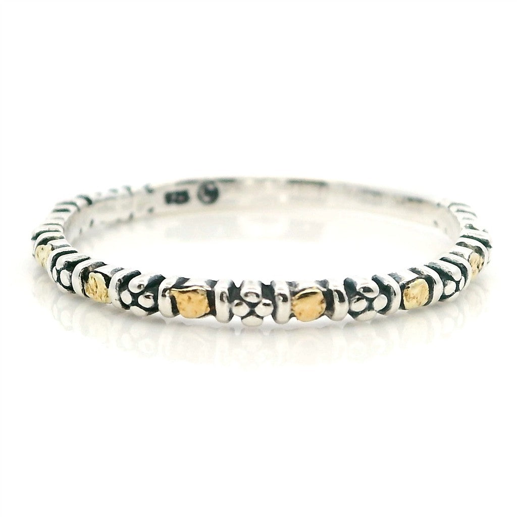 Geometric Womens Alaskan Gold Nugget Fashion Ring 2 mm wide Sterling Silver Size 9