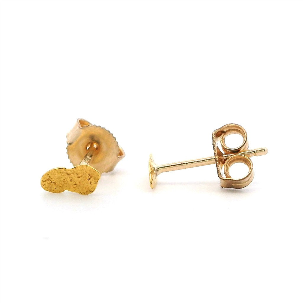 Earrings Alaskana Nugget Post 14 Karat Gold & Alaskan Gold Nugget 0.3 DWT