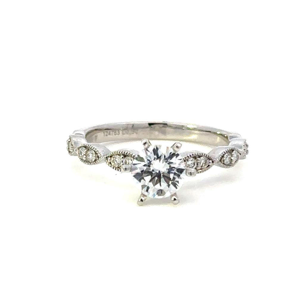 Tiffany Style Diamond Engagement Ring 18 KT White 
(Center Stone Not Included)