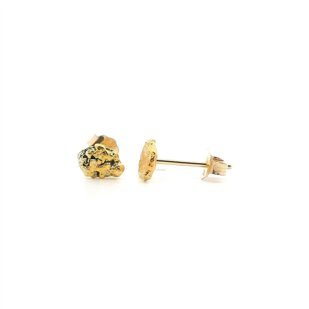 Earrings Alaskana Nugget Post 14 Karat Gold & Alaskan Gold Nugget 0.6 DWT