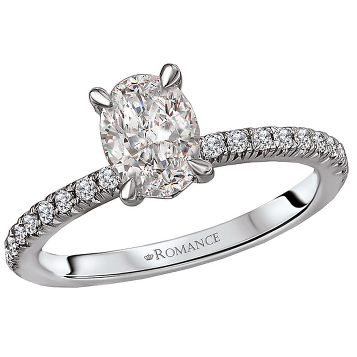 Solitare Accent Style Diamond Engagement Ring 14 Karat Gold White 
(Center Stone Not Included)