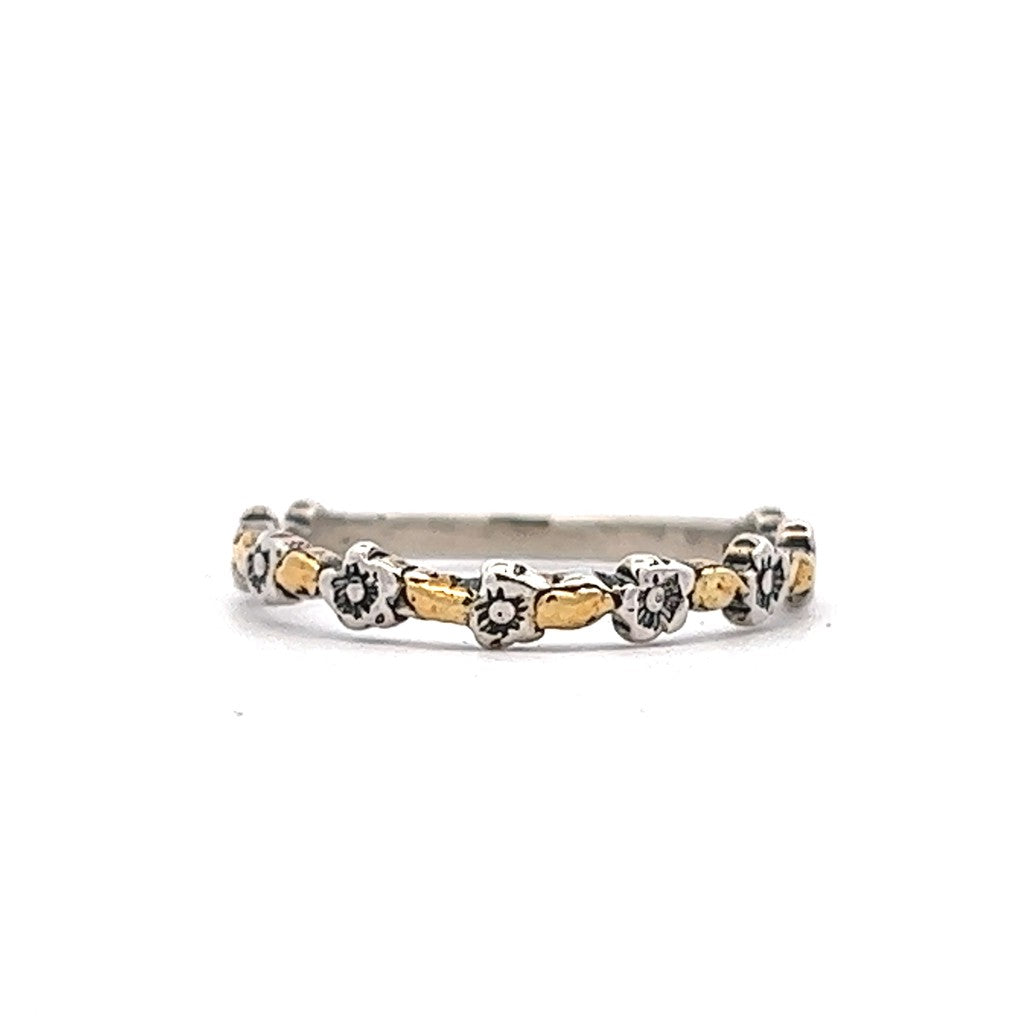 Stack-Able Ring Sterling Silver & Alaskan Gold Nugget Size 6