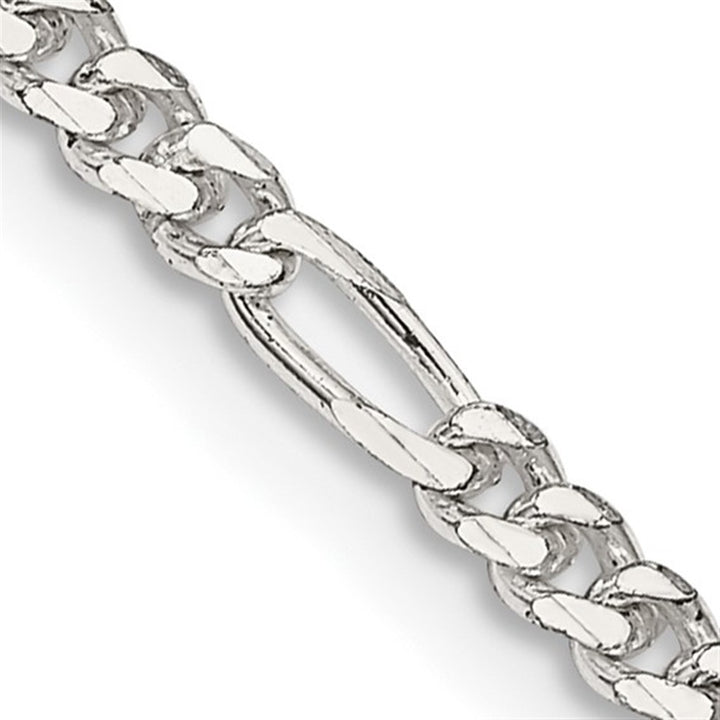 White Sterling Silver 2.85 MM Figaro Chain 30" Long