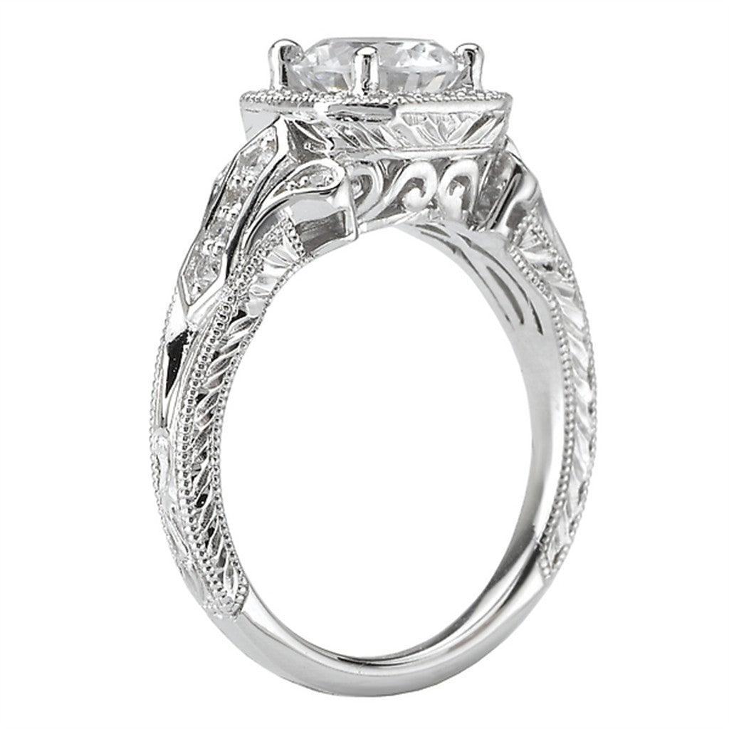 Halo Style Diamond Engagement Ring Sterling Silver White 
(Center Stone Not Included)