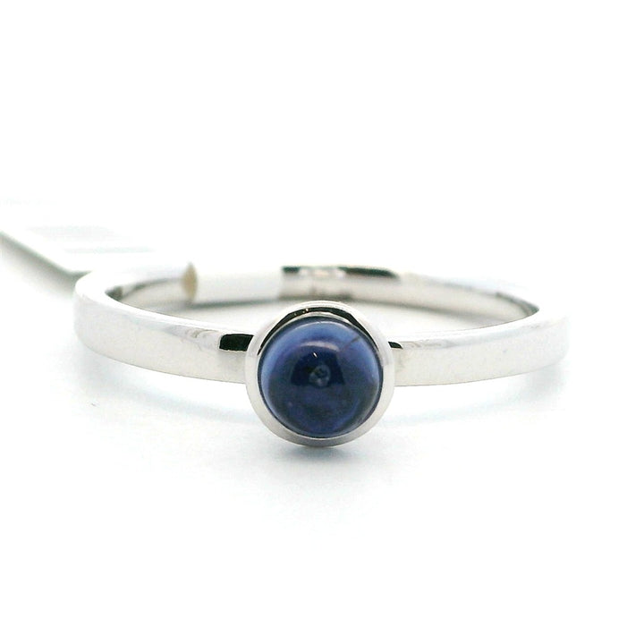Solitare Style Colored Stone Ring 14 Karat Silver with Sapphire size 7