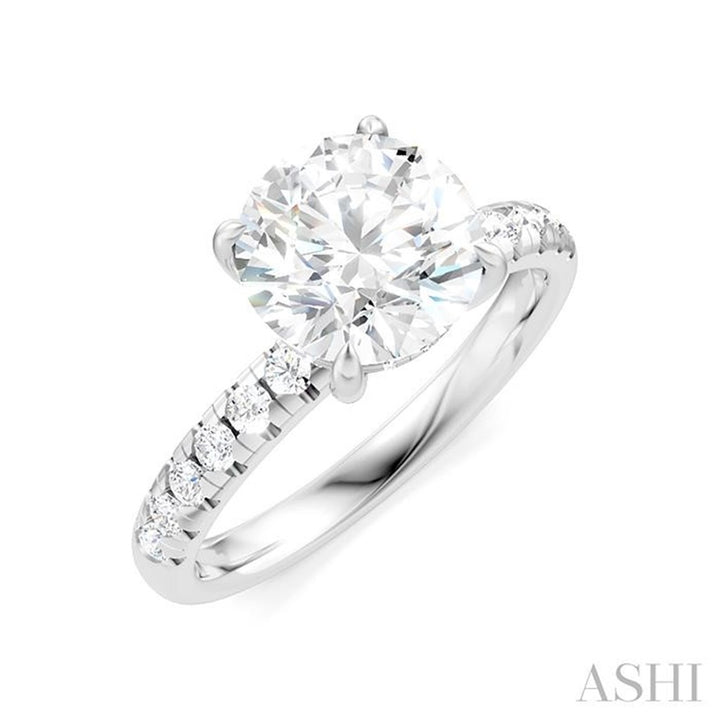 Halo Diamond Engagement Ring White 14 Karat Gold For A 2.00 Carat Round Center Stone