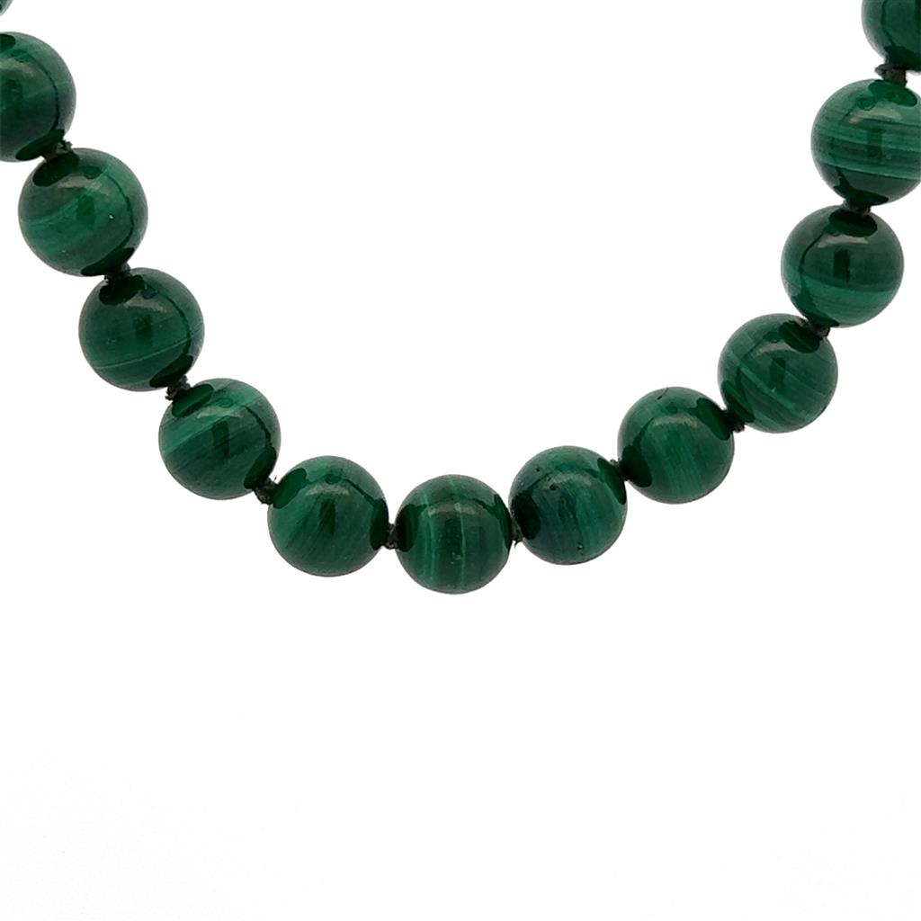 Green Malachite Strand Necklace With a .925 Clasp 18" Long