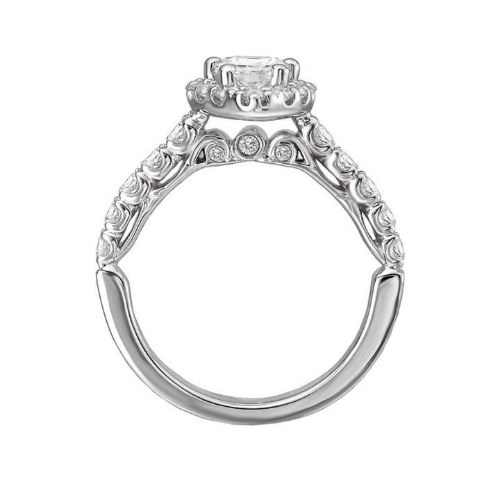 Halo Style Diamond Engagement Ring Sterling Silver White 
(Center Stone Not Included)