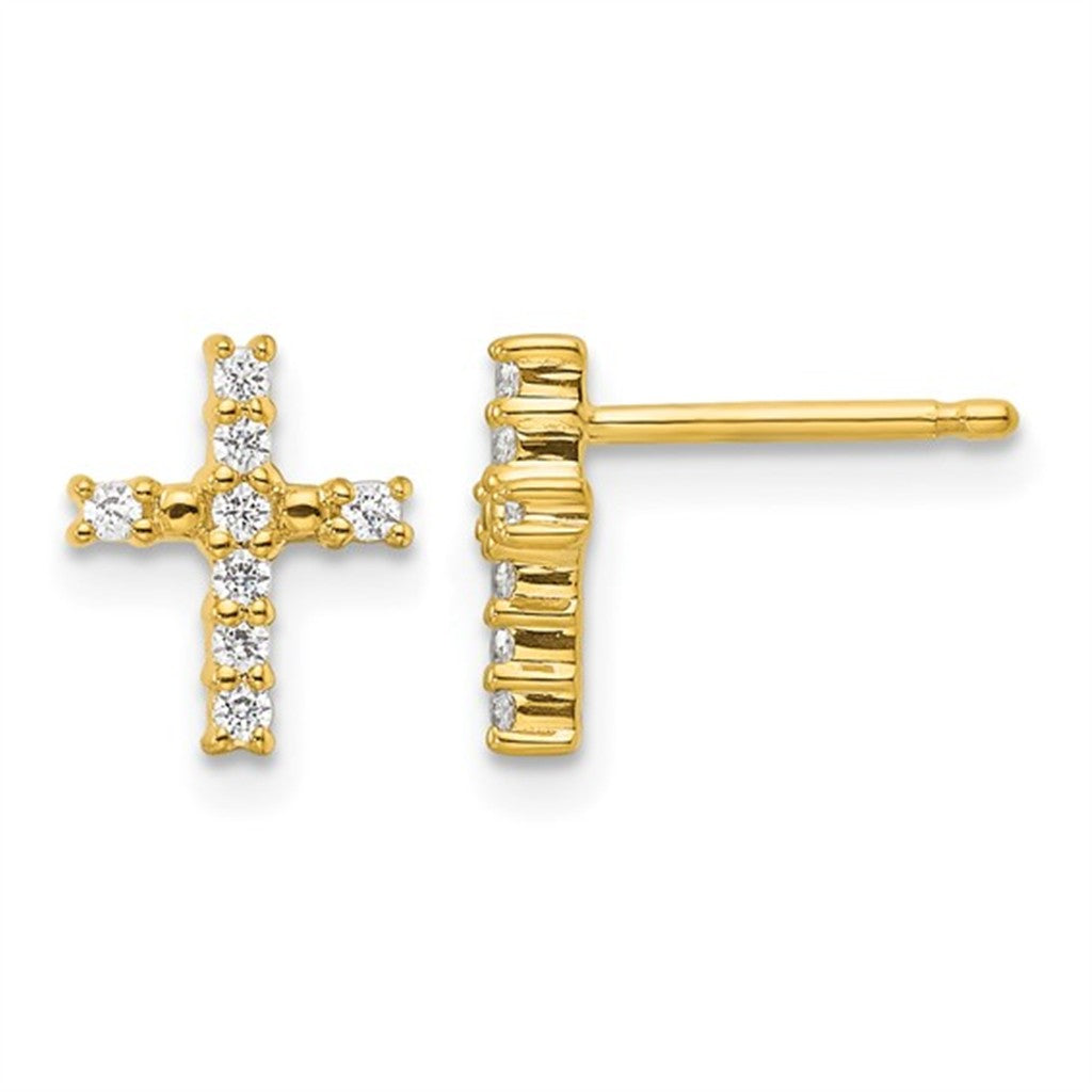 Lab Diamond Single Stone Studs Earrings 14 Karat Yellow 0.15 Carat Total Weight