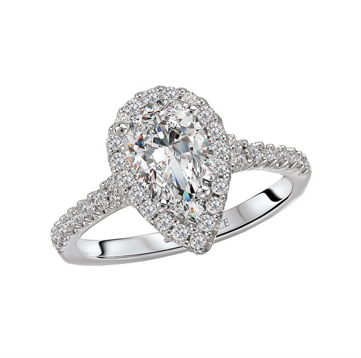 Halo Style Diamond Engagement Ring Alloy White 
(Center Stone Not Included)