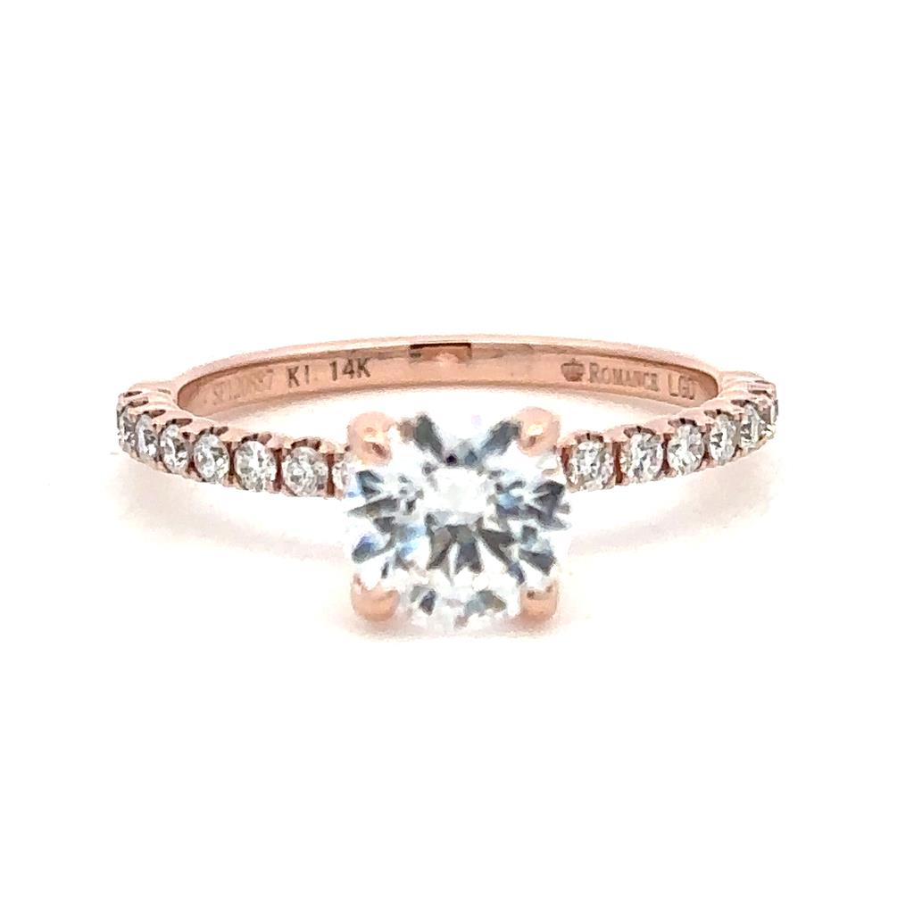 Solitare Accent Style Lab Diamond Engagent Ring 14 KT Rose 
(Center Stone Not Included)