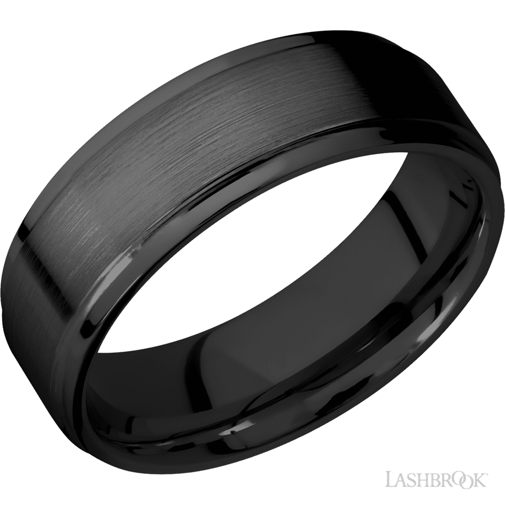Black Zirconium Alternative Metal Ring 7mm wide Size 9