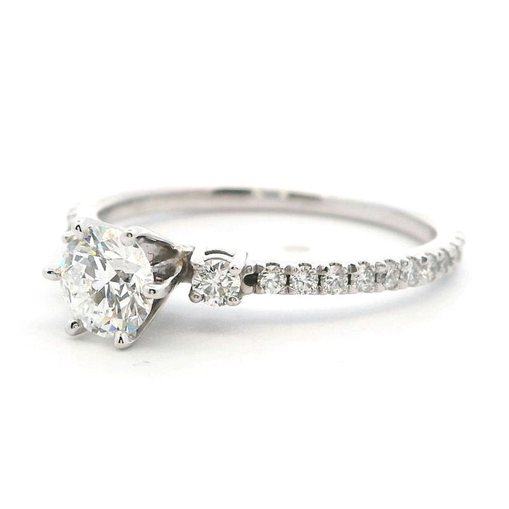 .54CT Round Lab Diamond 14KT White Gold Three Stone Style Engagement Ring