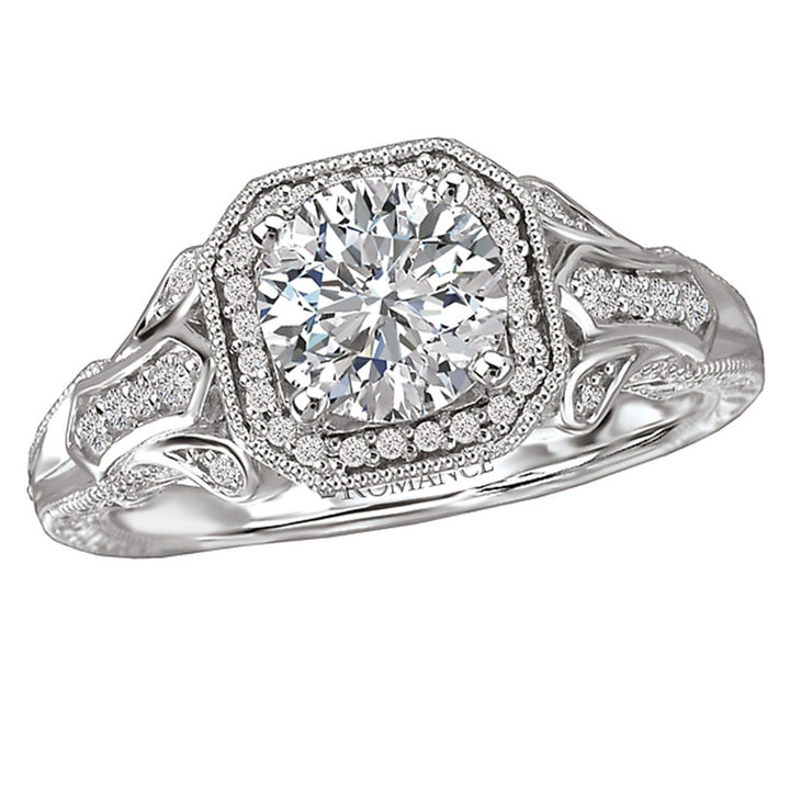 Halo Style Diamond Engagement Ring Sterling Silver White 
(Center Stone Not Included)