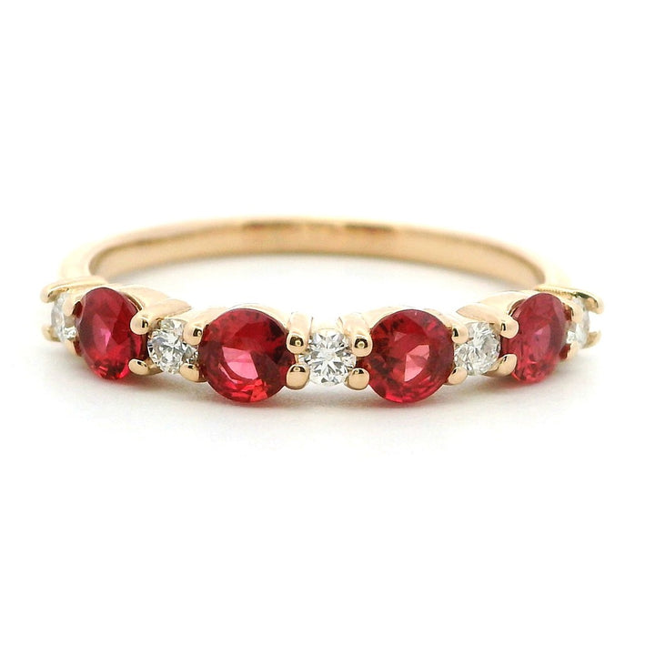 Stackable Style Colored Stone Ring 14 Karat Yellow with Rubies & Diamonds Accent size 6