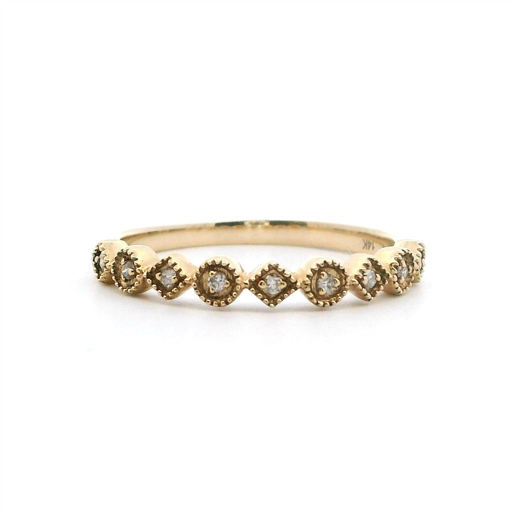 Stack-Able Style Diamond Wedding Band 14 Karat Gold Yellow with Diamonds size 7