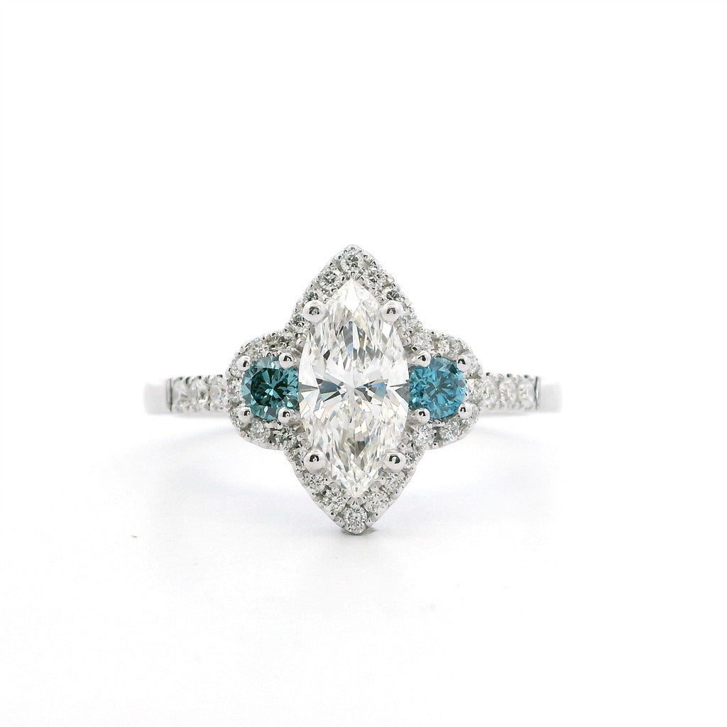 Halo Style Diamond Engagement Ring Sterling Silver White 
(Center Stone Not Included)