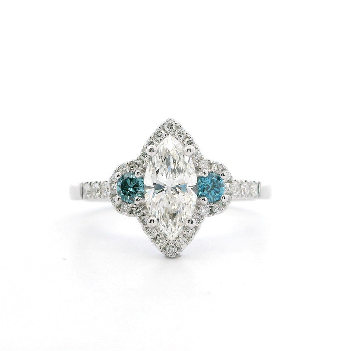 Halo Style Diamond Engagement Ring Sterling Silver White 
(Center Stone Not Included)