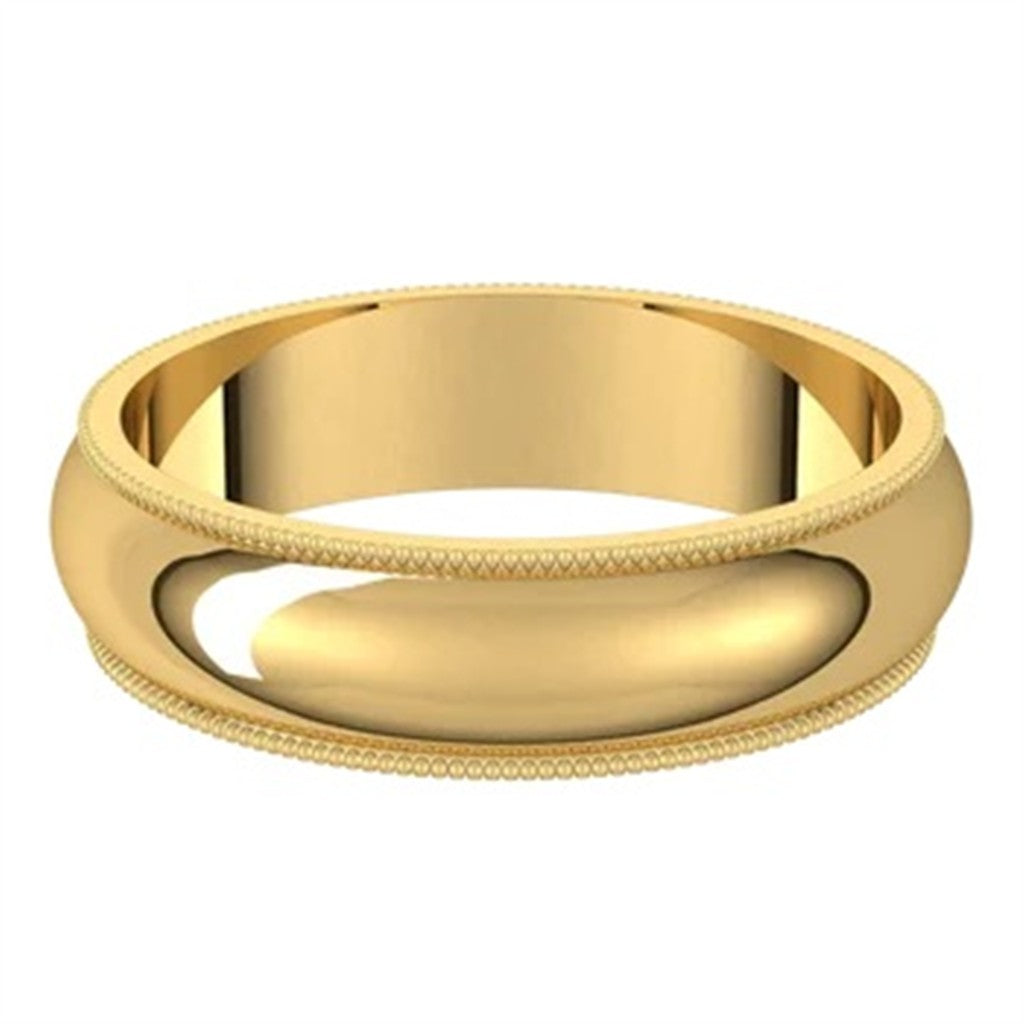 Solid Wedding Band Prec Metal Womens 5 mm wide Sterling Silver Yellow Size 7