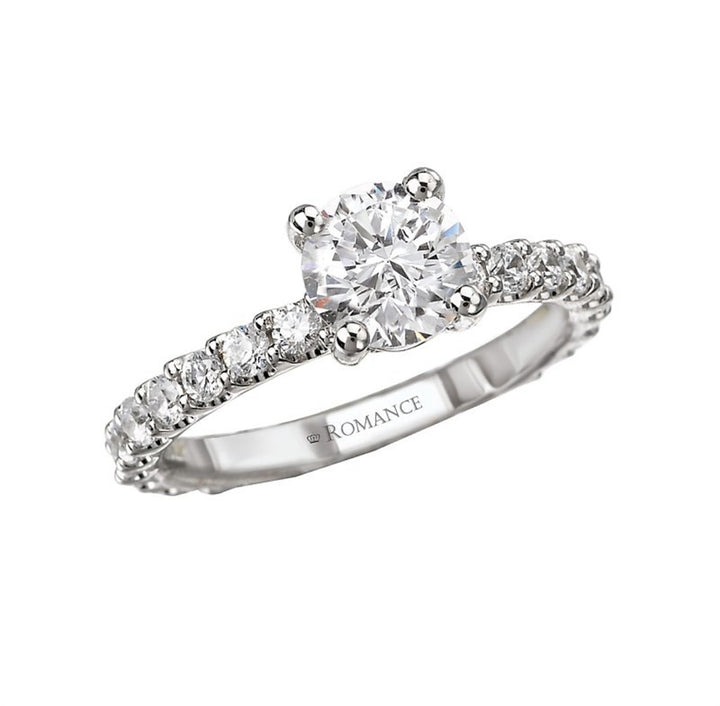 Solitare Accent Style Diamond Engagement Ring Sterling Silver White 
(Center Stone Not Included)