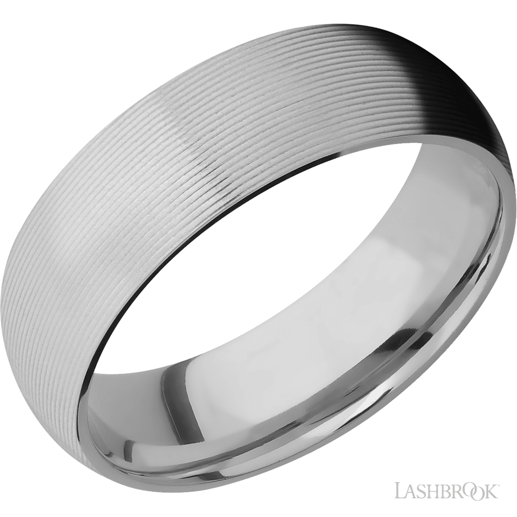 White Titanium Alternative Metal Ring 7mm wide Size 10