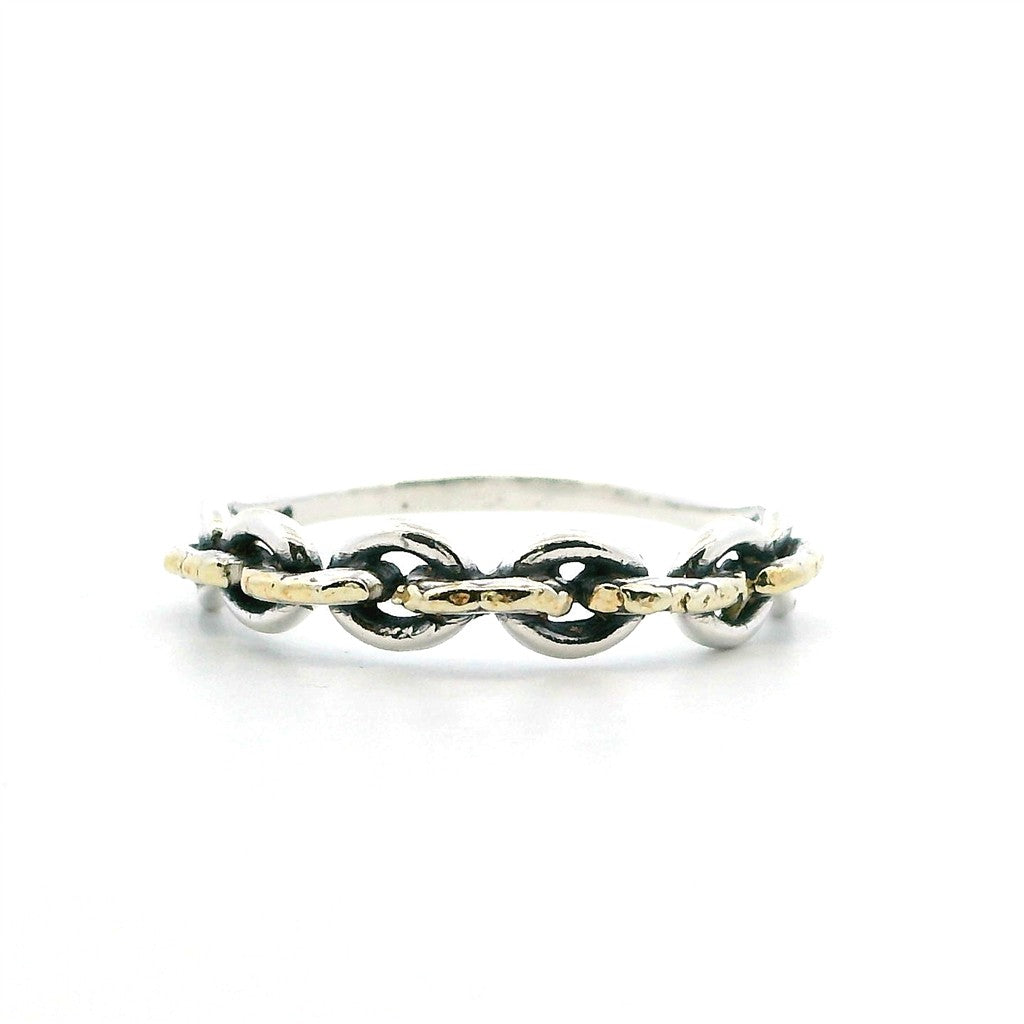 Free Form Womens Alaskan Gold Nugget Fashion Ring 2 mm wide Sterling Silver & Alaskan Gold Nugget Size 6
