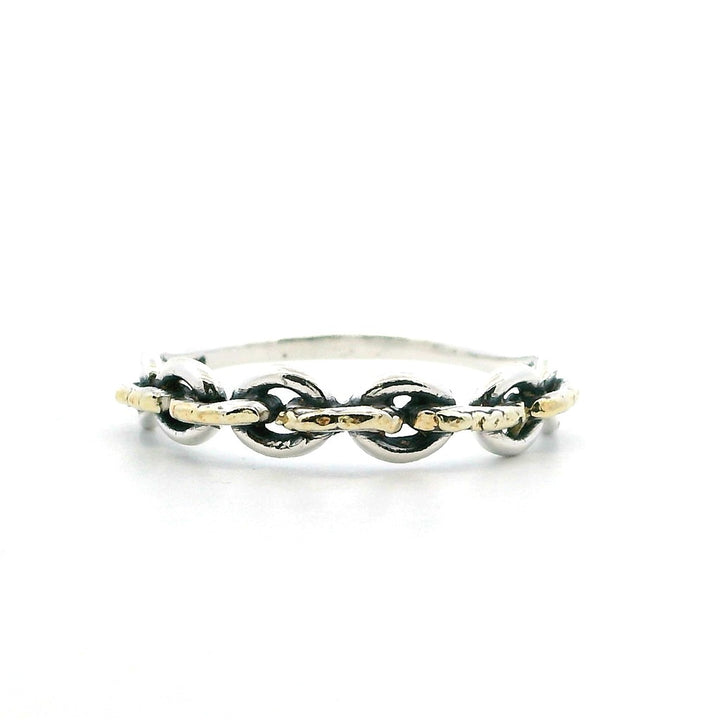 Free Form Womens Alaskan Gold Nugget Fashion Ring 2 mm wide Sterling Silver & Alaskan Gold Nugget Size 6
