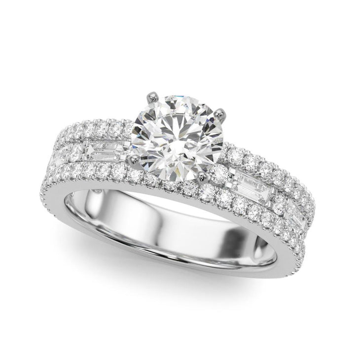 Contemporary Style Diamond Engagement Ring 14 Karat Gold White 
(Center Stone Not Included)