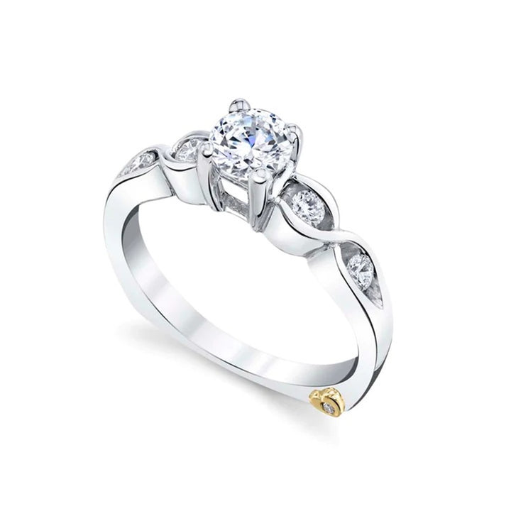 Solitare Accent Style Diamond Engagement Ring 14 Karat Gold White 
(Center Stone Not Included)