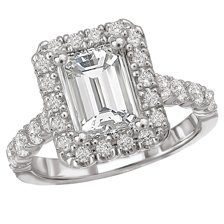 Halo Diamond Engagement Ring 14 Karat White