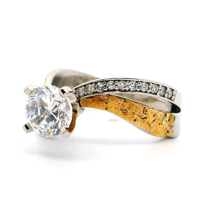Bypass Style Diamond Engagement Ring 14 Karat Gold White 
(Center Stone Not Included)