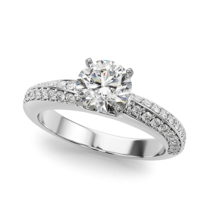 Contemporary Style Diamond Engagement Ring 14 Karat Gold White 
(Center Stone Not Included)