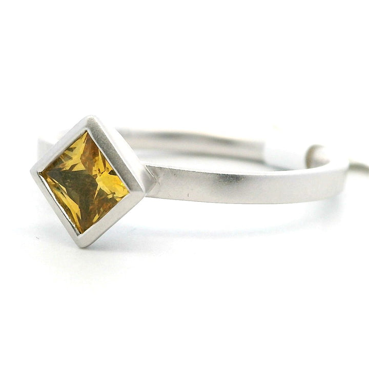 Solitare Style Colored Stone Ring 14 Karat Silver with Sapphire size 7