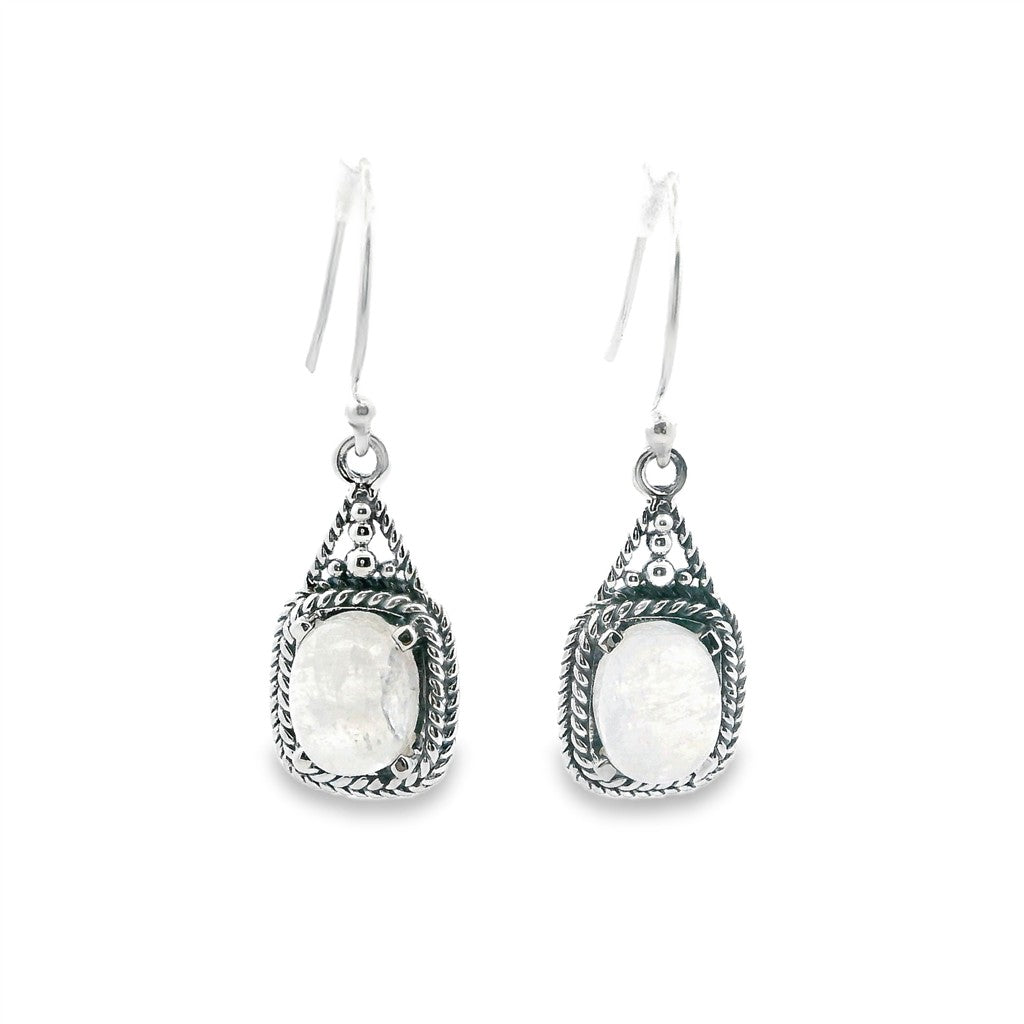 Dangle Earrings Silver Colored Stones