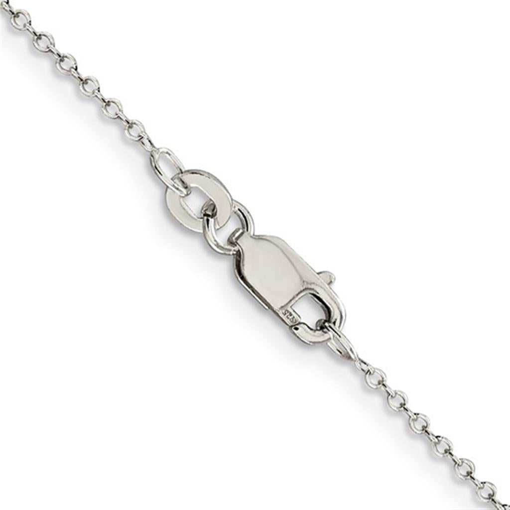 White Sterling Silver 1 MM Cable Chain 16" Long