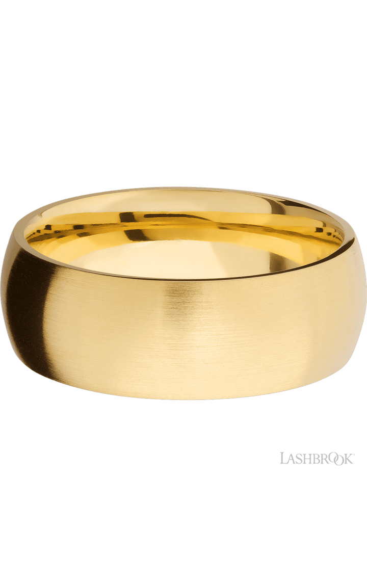 8 mm wide Domed 14K Yellow Gold band.