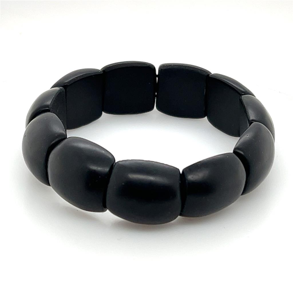 Stretch Style Gemstone Bead Bracelet Elastic with Black Onyx 8"