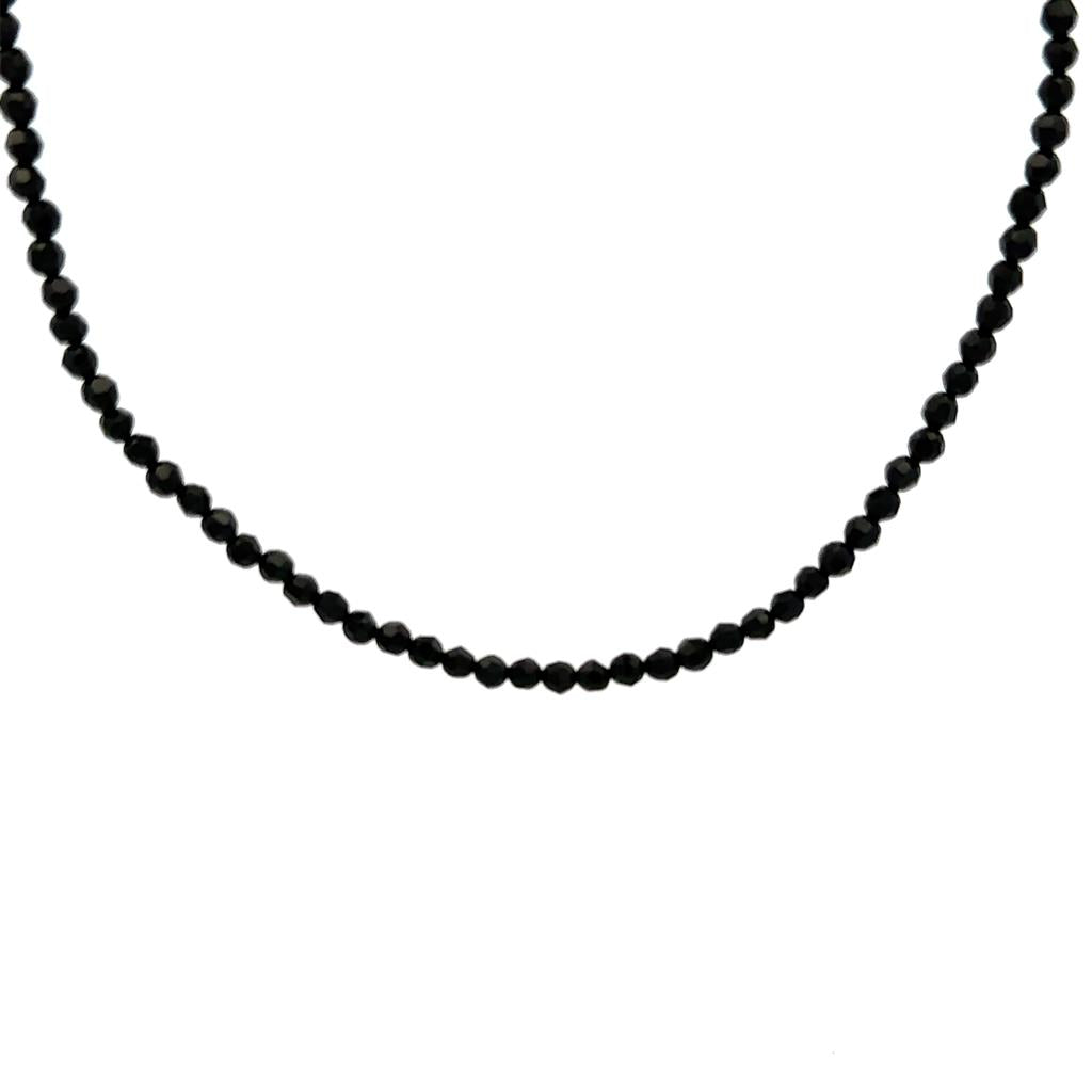 Onyx Strand Necklace With a Sterling Silver Clasp 18" Long