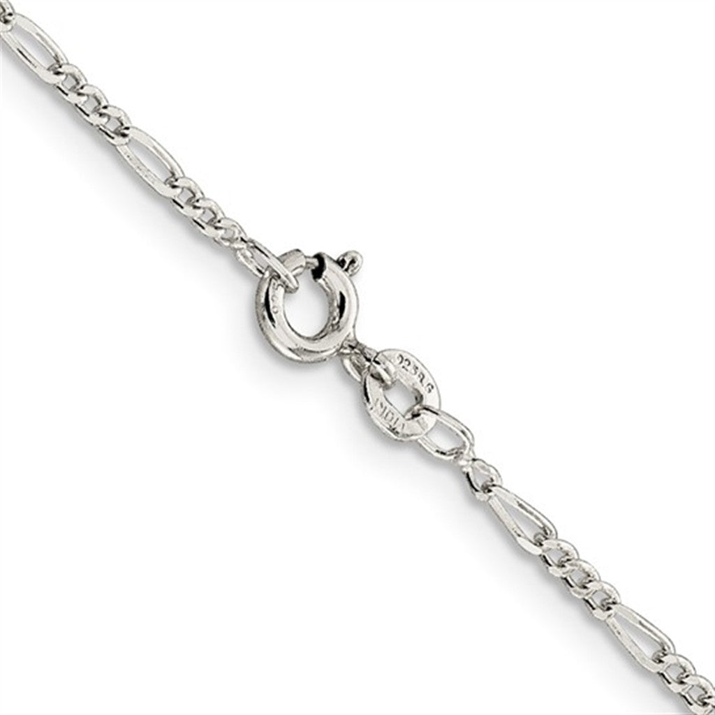 White Sterling Silver 1.75 MM Figaro Chain 16" Long
