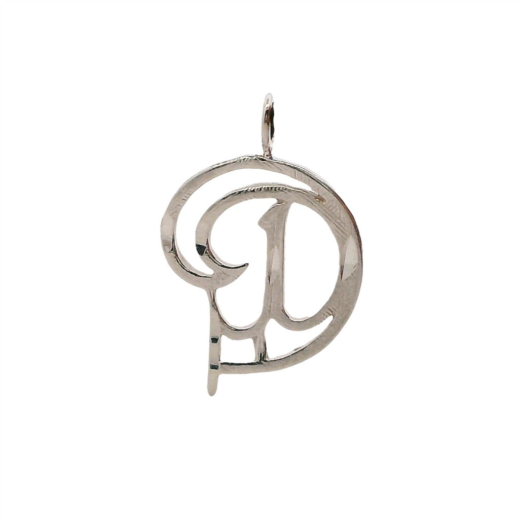 Drop Style Initial Pendant/ Charm Sterling Silver