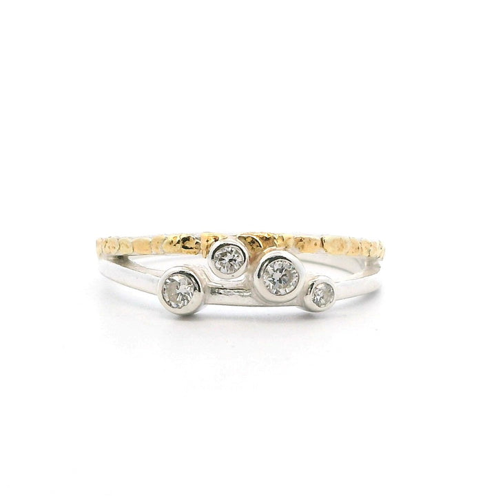 Contemporary Style Womens Fashion Alaskan Gold Nugget Ring 14 Karat Gold & Alaskan Gold Nugget Yellow with Diamonds size 8